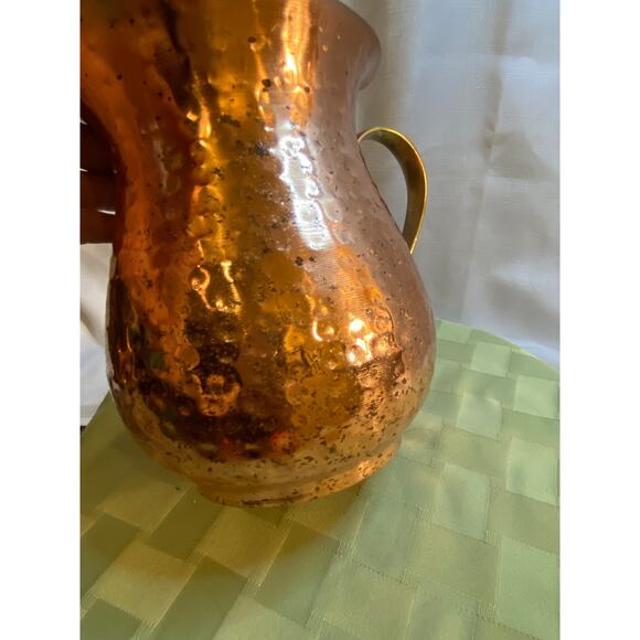 Hammered Copper Shiny Pitcher Vase BrassHandle Decorative Only. 6 inch tall VGUC - Picture 6 of 15